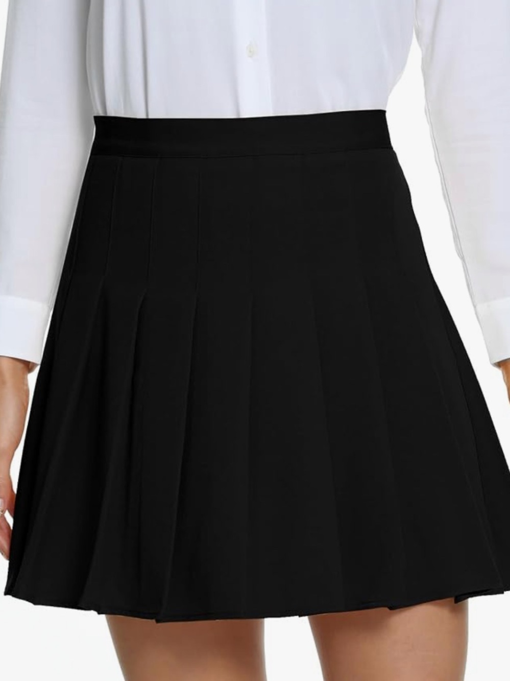Women's Black Pleated High Waist Skirt